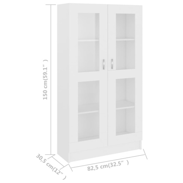 Vitrina de madera contrachapada blanco 82,5x30,5x150 cm