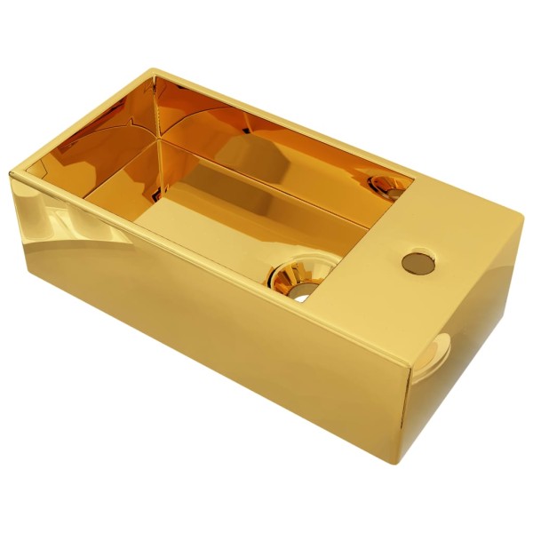 Lavabo con rebosadero 49x25x15 cm cerámica dorado