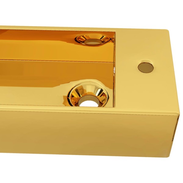 Lavabo con rebosadero 49x25x15 cm cerámica dorado