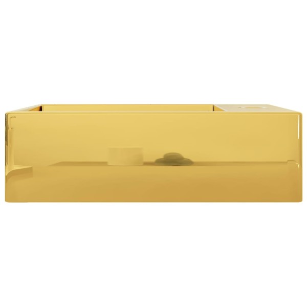 Lavabo con rebosadero 49x25x15 cm cerámica dorado