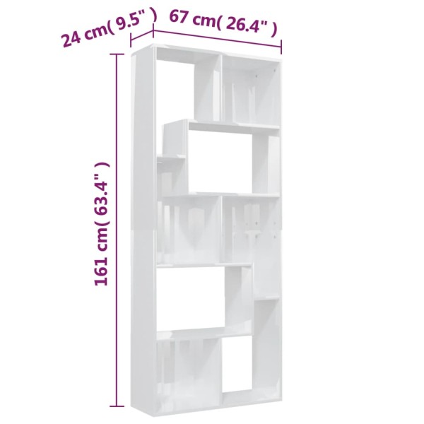 Estantería madera contrachapada blanco brillante 67x24x161 cm