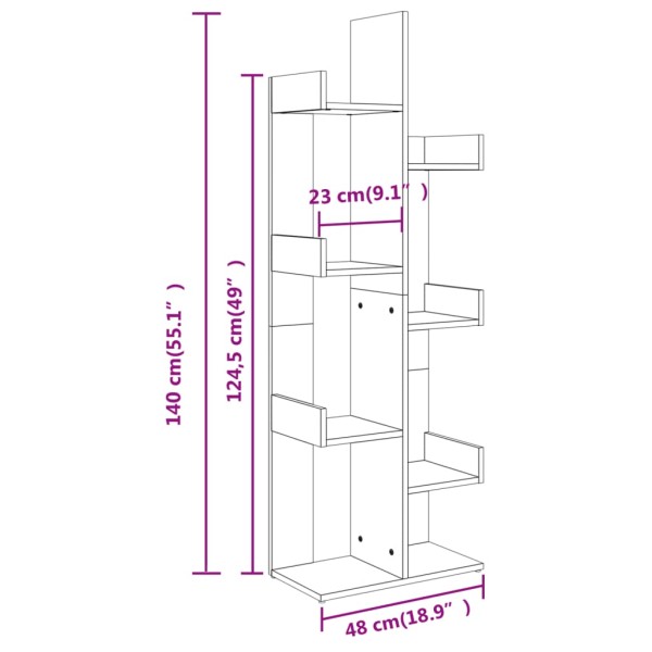 Estantería de madera de ingeniería gris hormigón 48x25,5x140 cm