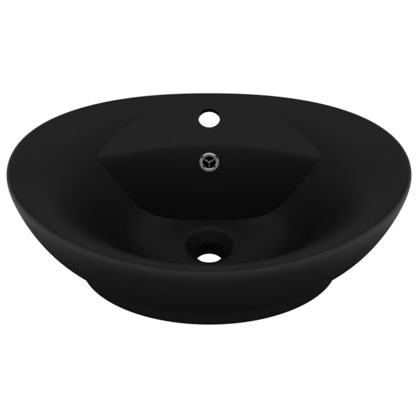 Lavabo lujoso con rebosadero cerámica negro mate 58,5x39 cm