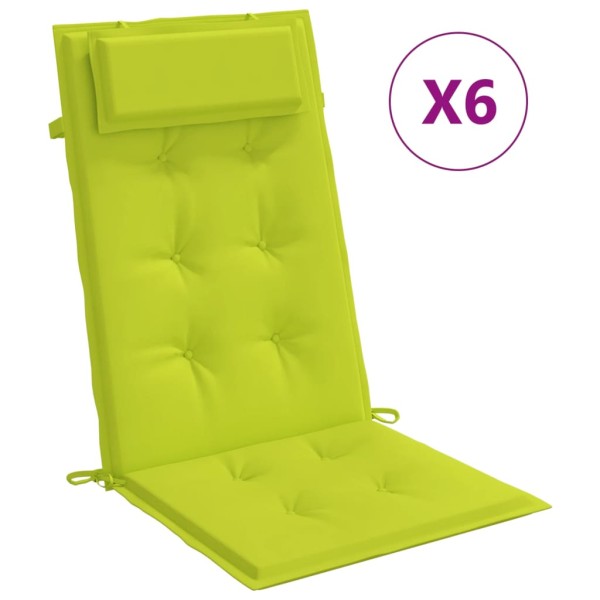 Cojines de silla respaldo alto 6 uds tela Oxford verde brillo