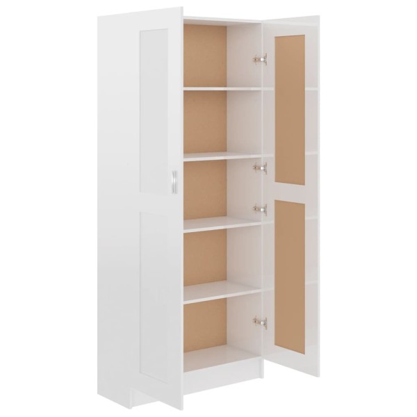 Armario de libros contrachapada blanco brillo 82,5x30,5x185,5cm