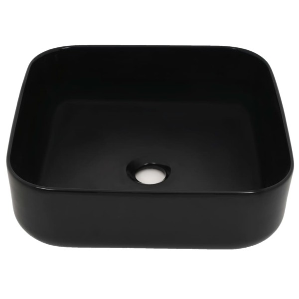 Lavabo cuadrado de cerámica negro 38x38x13,5 cm