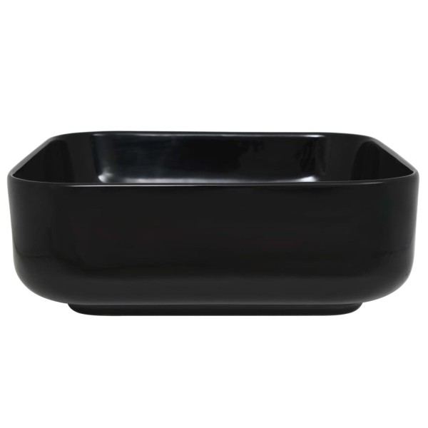 Lavabo cuadrado de cerámica negro 38x38x13,5 cm