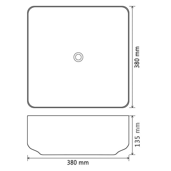 Lavabo cuadrado de cerámica negro 38x38x13,5 cm