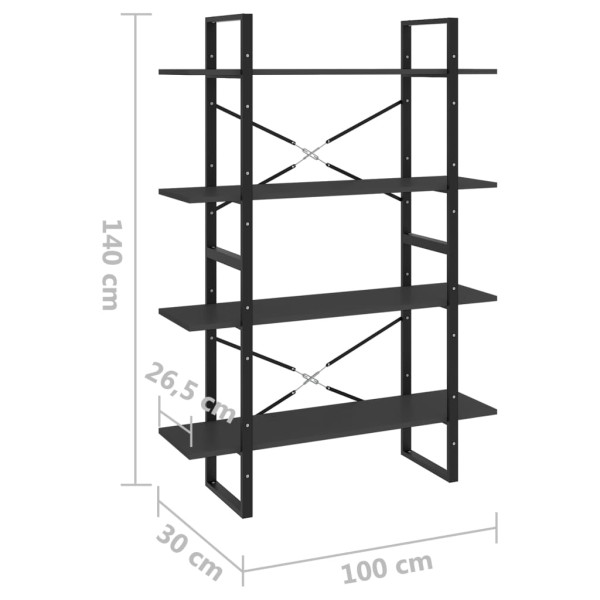 Estantería de 4 niveles madera contrachapada gris 40x30x140 cm