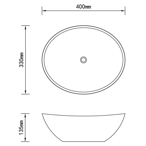 Lavabo de lujo ovalado cerámica blanco mate 40x33 cm