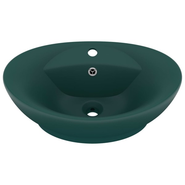 Lavabo lujo con rebosadero cerámica verde oscuro 58,5x39 cm