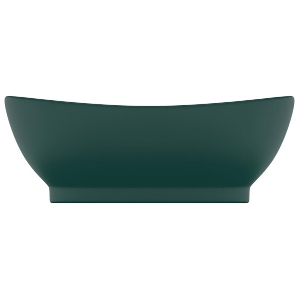 Lavabo lujo con rebosadero cerámica verde oscuro 58,5x39 cm