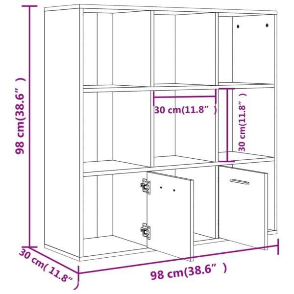 Estantería madera contrachapada color roble Sonoma 98x30x98cm