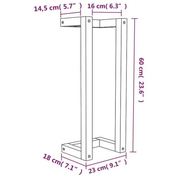 Toallero de madera maciza de pino 23x18x60 cm