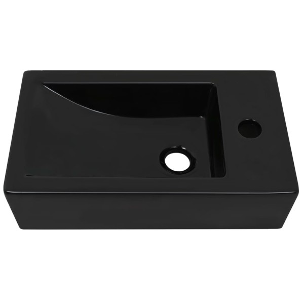 Lavabo con agujero grifo rectangular cerámica 46x25,5x12 negro