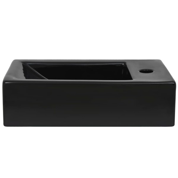 Lavabo con agujero grifo rectangular cerámica 46x25,5x12 negro