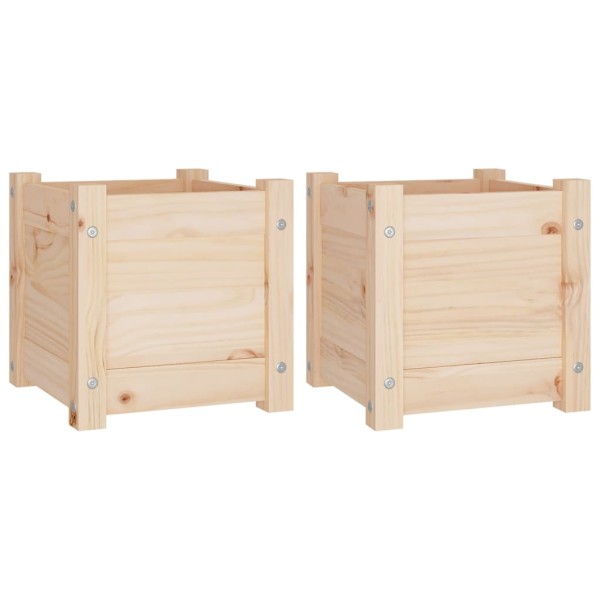 Jardineras 2 uds madera maciza de pino 31x31x31 cm