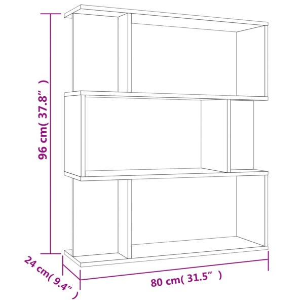 Estantería madera contrachapada gris hormigón 80x24x96cm