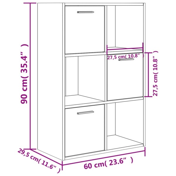 Armario almacenamiento madera contrachapada gris 60x29,5x90 cm