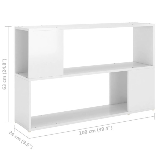 Librería de madera contrachapada blanco brillante 100x24x63 cm