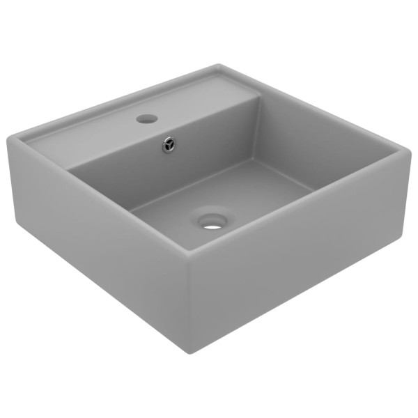 Lavabo cuadrado rebosadero cerámica gris claro mate 41x41 cm