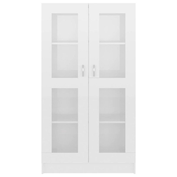 Vitrina de madera ingeniería blanco brillo 82,5x30,5x150 cm