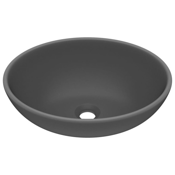 Lavabo de lujo ovalado cerámica gris oscuro mate 40x33 cm