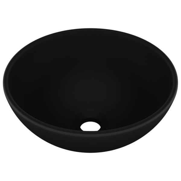 Lavabo de lujo redondo cerámica negro mate 32,5x14 cm