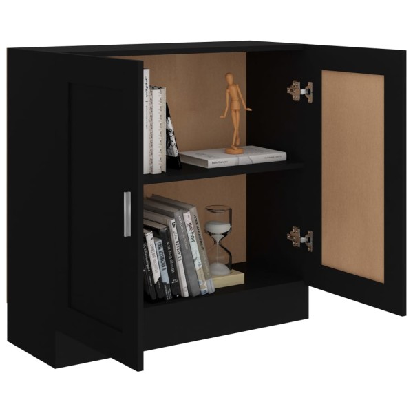 Armario de libros madera contrachapada negro 82,5x30,5x80 cm