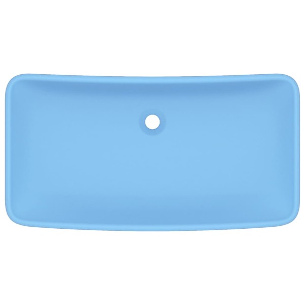 Lavabo de lujo de cerámica rectangular azul claro mate 71x38 cm