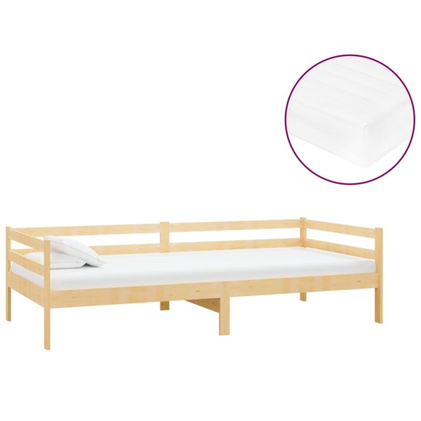 Sofá cama con colchón madera de pino maciza 90x200 cm