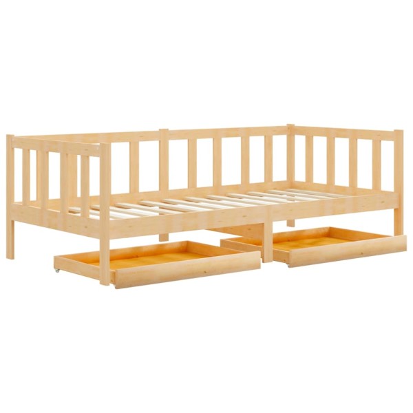 Sofá cama con cajones madera de pino maciza 90x200 cm