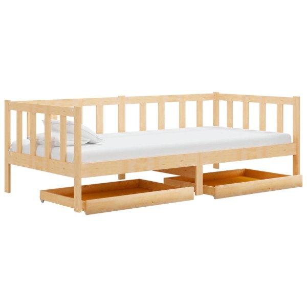 Sofá cama con cajones madera de pino maciza 90x200 cm