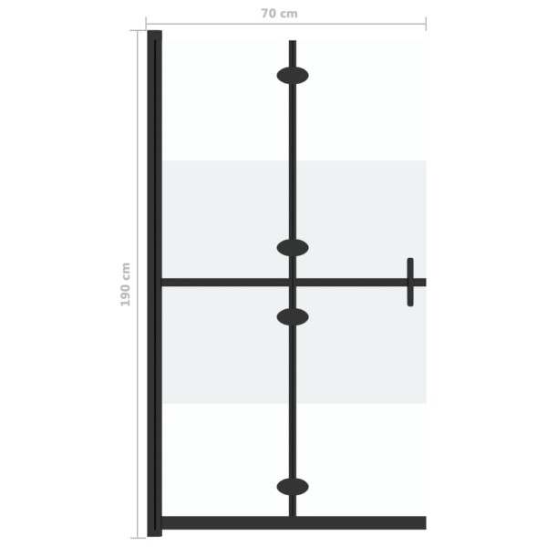 Mampara de ducha plegable vidrio ESG medio esmerilado 70x190 cm