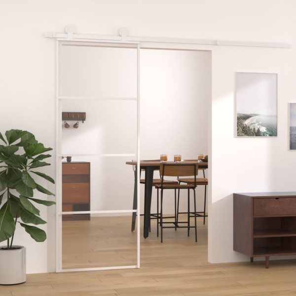 Puerta corredera ESG vidrio y aluminio 76x205 cm blanco