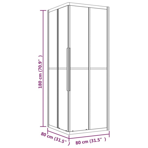 Cabina de ducha ESG esmerilado negro 80x80x180 cm