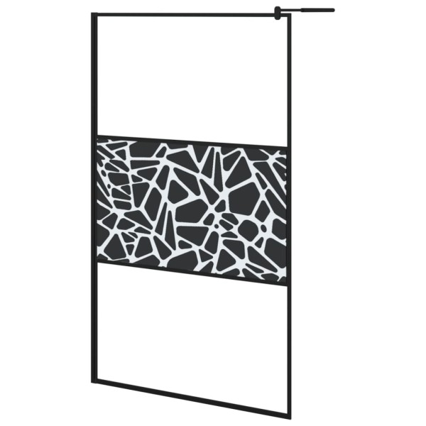 Mampara ducha vidrio esmerilado diseño piedras negro 115x195 cm