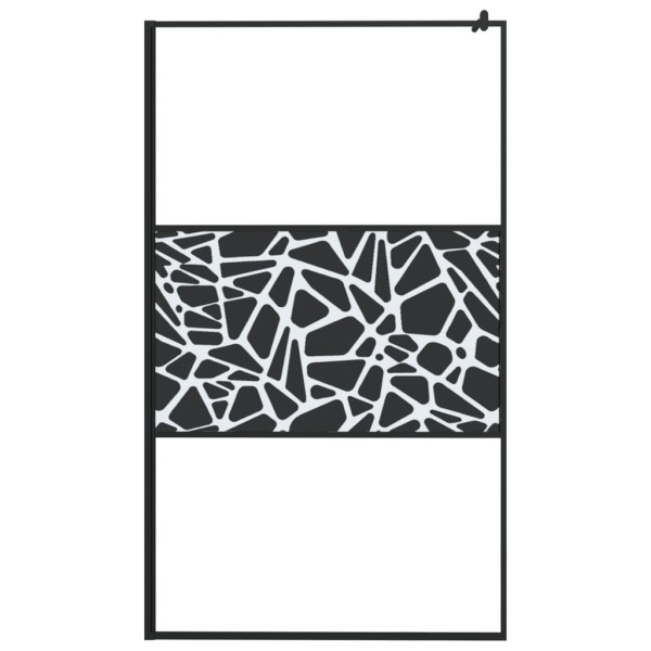 Mampara ducha vidrio esmerilado diseño piedras negro 115x195 cm