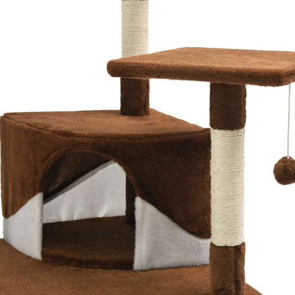 Rascador para gatos con poste de sisal marrón y blanco 203 cm