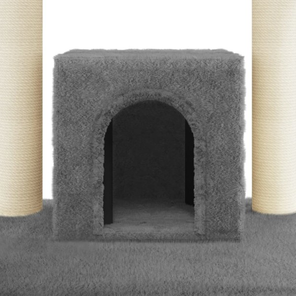 Rascador para gatos con postes de sisal gris oscuro 110 cm