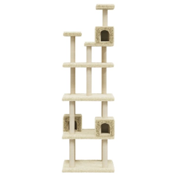 Rascador para gatos con postes de sisal crema 188 cm