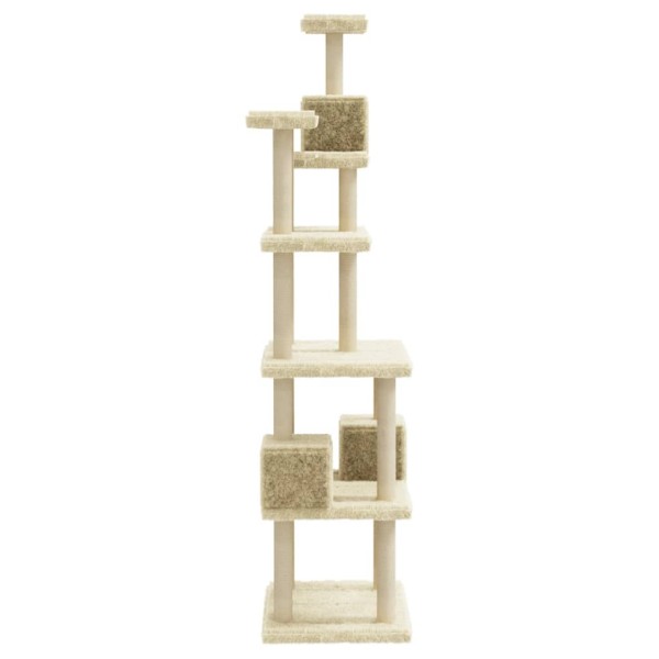 Rascador para gatos con postes de sisal crema 188 cm