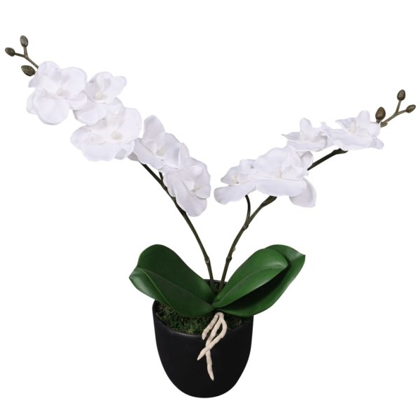 Planta artificial orquídea con macetero 30 cm blanca