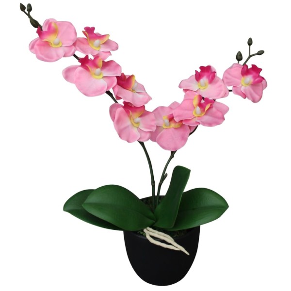 Planta artificial orquídea con macetero 30 cm rosa