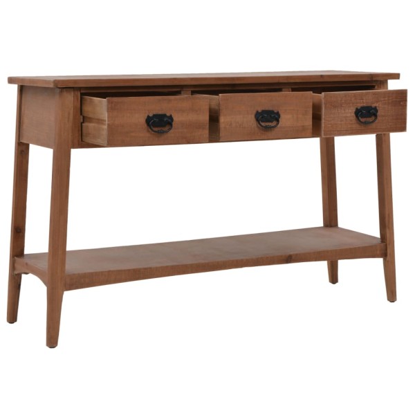 Mesa consola de madera de abeto maciza marrón 126x40x77,5 cm