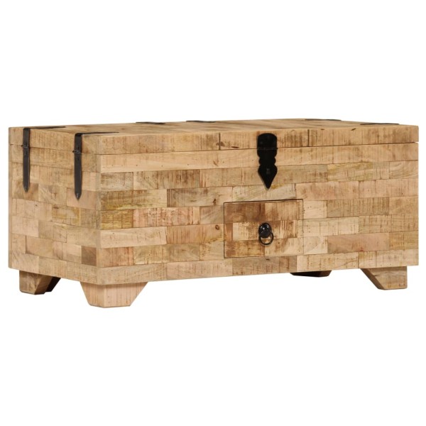 Mesa de centro de madera de mango maciza 80x40x35 cm