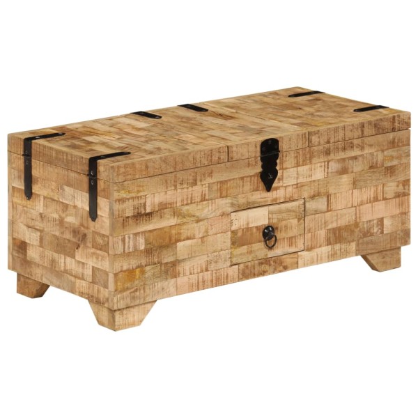 Mesa de centro de madera de mango maciza 80x40x35 cm