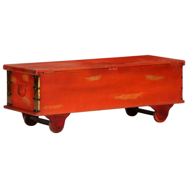 Caja de almacenaje de madera maciza de acacia 110x40x40 cm rojo