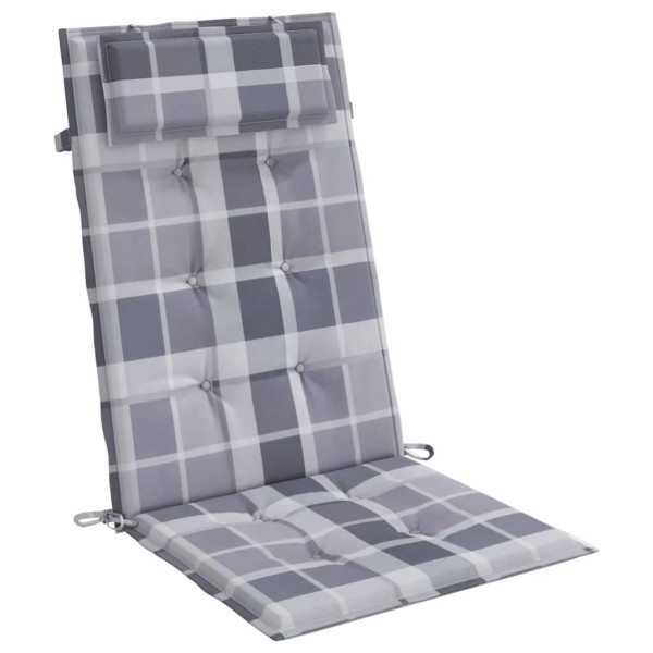 Cojines de silla respaldo alto 2 uds tela Oxford a cuadros gris