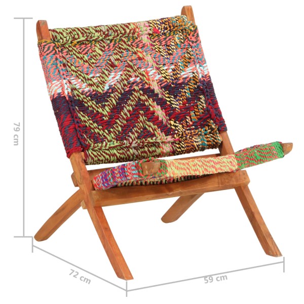 Silla chindi plegable de tela multicolor